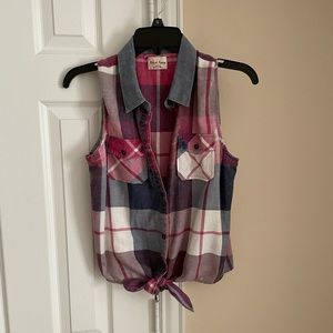 Plaid button down tank. Size small